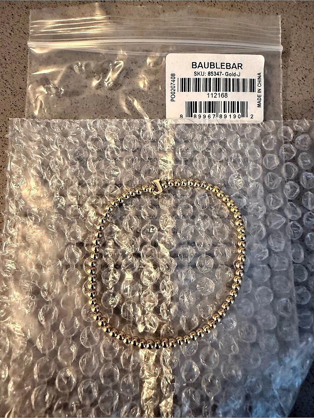 BaubleBar Gold Beaded J Bracelet